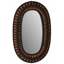Miroir Favril Athezza Glace Ovale Murale Décoration Murale en Bambou Ton Brun 4x50x80cm