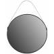 Miroir Rond Corde Loft Athezza Glace Design Décoration à Suspendre en Métal Noir et Verre 4x70x70cm