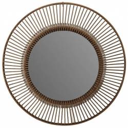 Miroir Lewarde L Athezza Glace Ronde Décoration Murale en Bambou Brun 8x80x80cm