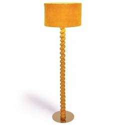 Lampadaire Koloa Athezza Luminaire en Bois Métal et Coton Jaune Lampe sur Pied 45x45x154cm