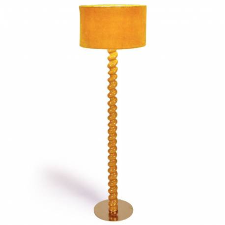 Lampadaire Koloa Athezza Luminaire en Bois Métal et Coton Jaune Lampe sur Pied 45x45x154cm