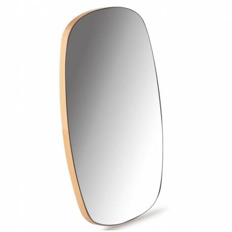 Miroir Ofod Bordure Chêne Clair Athezza Glace Moderne Décoration Murale en Verre et Bois 4x55x90cm