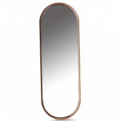 Miroir Ovale Laoul Athezza Miroir en Bois Finition Chataigne Décoration Murale Ovale 6x54x160cm
