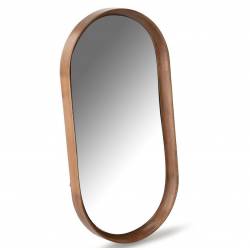 Miroir Ovale Laoul Athezza Miroir en Bois Finition Chataigne Décoration Murale Ovale 6x40x80cm