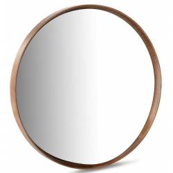 Miroir Rond Laoul Athezza Miroir en Noyer Finition Noisette Décoration Murale Ronde 8x100x100cm