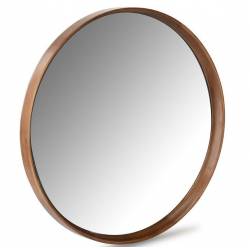 Miroir Rond Laoul Athezza Miroir en Noyer Finition Noisette Décoration Murale Ronde 6x80x80cm
