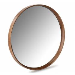 Miroir Rond Laoul Athezza Miroir en Noyer Finition Noisette Décoration Murale Ronde 6x50x50cm