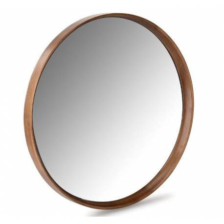 Miroir Rond Laoul Athezza Miroir en Noyer Finition Noisette Décoration Murale Ronde 6x50x50cm