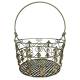 Grand Panier Jardinière à Fleurs en Métal Patiné Vert Antique Corbeille à Volutes 32x32x42cm