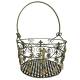 Grand Panier Jardinière à Fleurs en Métal Patiné Vert Antique Corbeille à Volutes 32x32x42cm