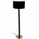 Lampadaire Koloa Athezza Luminaire en Bois Métal et Coton Noir Lampe sur Pied 45x45x154cm