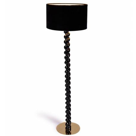 Lampadaire Koloa Athezza Luminaire en Bois Métal et Coton Noir Lampe sur Pied 45x45x154cm