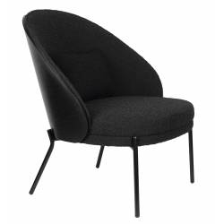 Fauteuil Rodin Bouclé Black Dutchbone Assises de Salon Bois et Tissu Bouclé Siège Ambiance Seventies 72x77,5x82cm