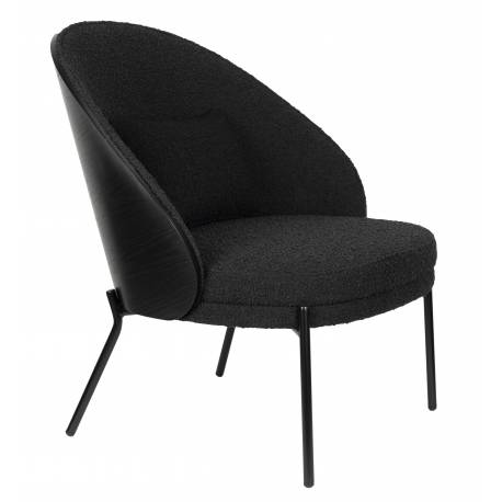 Fauteuil Rodin Bouclé Black Dutchbone Assises de Salon Bois et Tissu Bouclé Siège Ambiance Seventies 72x77,5x82cm