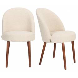 Lot de 2 Chaises Bouclettes Barbara Dutchbone Vintage Tendance Sièges de Table Beige 51x59x85,5cm