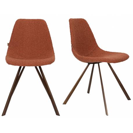 Lot de 2 Chaises Bouclées Franky Dutchbone Vintage Tendance Sièges de Table Terra 46x56x83cm