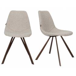 Lot de 2 Chaises Bouclées Franky Dutchbone Vintage Tendance Sièges de Table Beige 46x56x83cm