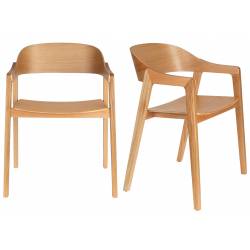 Lot de 2 Chaises Westlake Dutchbone Assises de Table Fauteuils Chêne Finition Naturelle 52x58x76cm