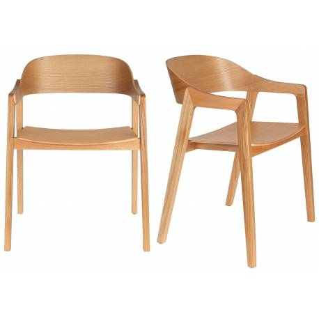 Lot de 2 Chaises Westlake Dutchbone Assises de Table Fauteuils Chêne Finition Naturelle 52x58x76cm