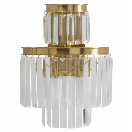 Applique Verre Métal Doré Fulgurant Signature Suspension Luminaire à Pampille 35x35x42cm