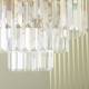 Lustre Verre Métal Doré Fulgurant Signature Suspension Pampille Eclairage 11 lampes 52x52x63cm