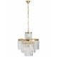 Lustre Verre Métal Doré Fulgurant Signature Suspension Pampille Eclairage 11 lampes 52x52x63cm