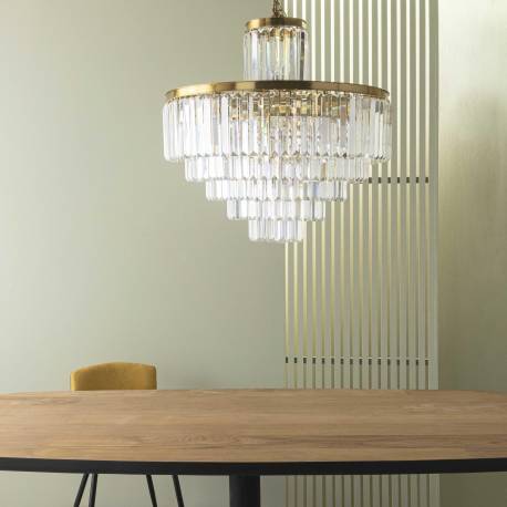 Lustre Verre Métal Doré Fulgurant Signature Luminaire XXL Pampille 22 lampes 82x82x82cm