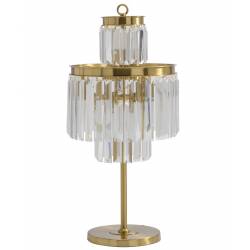 Lampe de Table Verre Métal Doré Fulgurant Signature Luminaire à Poser Pampille 8 lampes 38x38x81cm