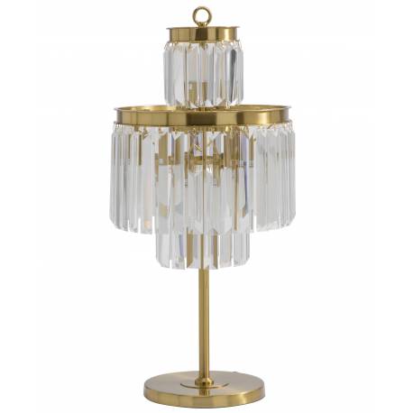 Lampe de Table Verre Métal Doré Fulgurant Signature Luminaire à Poser Pampille 8 lampes 38x38x81cm
