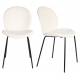 Lot de Deux Assises Bonnet Zuiver Duo de Chaises de Repas Acier et Tissu Teddy Blanc Cassé Assises 45x53x84cm