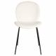 Lot de Deux Assises Bonnet Zuiver Duo de Chaises de Repas Acier et Tissu Teddy Blanc Cassé Assises 45x53x84cm