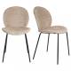 Lot de Deux Assises Bonnet Zuiver Duo de Chaises de Repas Acier et Tissu Teddy Beige Assises 45x53x84cm
