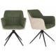 Lot de 2 Fauteuils Daley Woody Sièges Bicolore Tissu Beige et Vert Assises de Salon 62,5x63x85,5cm