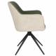 Lot de 2 Fauteuils Daley Woody Sièges Bicolore Tissu Beige et Vert Assises de Salon 62,5x63x85,5cm