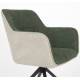 Lot de 2 Fauteuils Daley Woody Sièges Bicolore Tissu Beige et Vert Assises de Salon 62,5x63x85,5cm