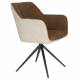 Lot de 2 Fauteuils Daley Woody Sièges Bicolore Tissu Beige et Marron Assises de Salon 62,5x63x85,5cm