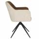 Lot de 2 Fauteuils Daley Woody Sièges Bicolore Tissu Beige et Marron Assises de Salon 62,5x63x85,5cm