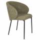 Lot de Deux Fauteuils Ayle Woody Duo d'Assises en Tissu Vert et Métal Noir Siège de Repas Chaise 48x58x70cm