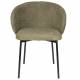 Lot de Deux Fauteuils Ayle Woody Duo d'Assises en Tissu Vert et Métal Noir Siège de Repas Chaise 48x58x70cm