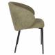 Lot de Deux Fauteuils Ayle Woody Duo d'Assises en Tissu Vert et Métal Noir Siège de Repas Chaise 48x58x70cm
