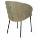 Lot de Deux Fauteuils Ayle Woody Duo d'Assises en Tissu Vert et Métal Noir Siège de Repas Chaise 48x58x70cm