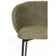 Lot de Deux Fauteuils Ayle Woody Duo d'Assises en Tissu Vert et Métal Noir Siège de Repas Chaise 48x58x70cm