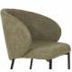 Lot de Deux Fauteuils Ayle Woody Duo d'Assises en Tissu Vert et Métal Noir Siège de Repas Chaise 48x58x70cm