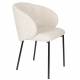 Lot de Deux Fauteuils Ayle Woody Duo d'Assises en Tissu Blanc et Métal Noir Siège de Repas Chaise 48x58x70cm