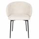 Lot de Deux Fauteuils Ayle Woody Duo d'Assises en Tissu Blanc et Métal Noir Siège de Repas Chaise 48x58x70cm