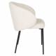 Lot de Deux Fauteuils Ayle Woody Duo d'Assises en Tissu Blanc et Métal Noir Siège de Repas Chaise 48x58x70cm