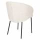Lot de Deux Fauteuils Ayle Woody Duo d'Assises en Tissu Blanc et Métal Noir Siège de Repas Chaise 48x58x70cm