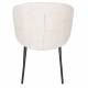 Lot de Deux Fauteuils Ayle Woody Duo d'Assises en Tissu Blanc et Métal Noir Siège de Repas Chaise 48x58x70cm