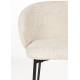 Lot de Deux Fauteuils Ayle Woody Duo d'Assises en Tissu Blanc et Métal Noir Siège de Repas Chaise 48x58x70cm