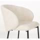 Lot de Deux Fauteuils Ayle Woody Duo d'Assises en Tissu Blanc et Métal Noir Siège de Repas Chaise 48x58x70cm